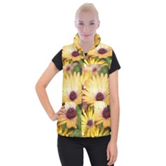 Yellow Flowers Women s Button Up Vest by Sparkle