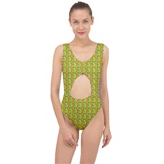 Lemon And Yellow Center Cut Out Swimsuit by Sparkle