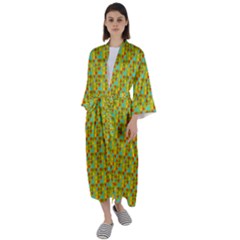 Lemon And Yellow Maxi Satin Kimono