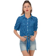 Blue Sparkles Tie Front Shirt 