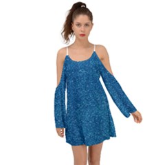 Blue Sparkles Kimono Sleeves Boho Dress