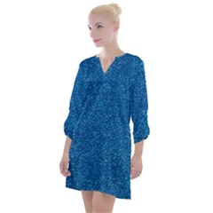 Blue Sparkles Open Neck Shift Dress