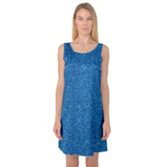 Blue Sparkles Sleeveless Satin Nightdress