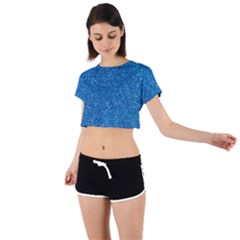 Blue Sparkles Tie Back Short Sleeve Crop Tee