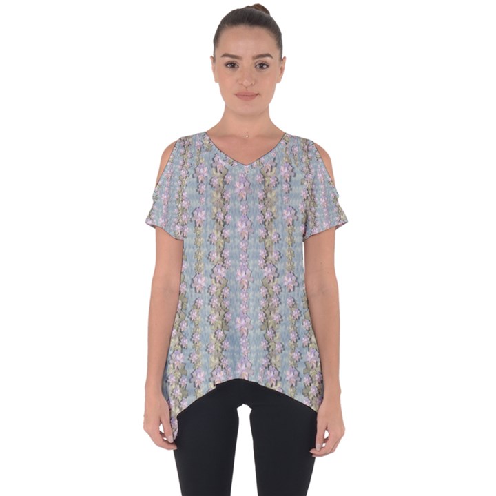 Summer Florals In The Sea Pond Decorative Cut Out Side Drop Tee