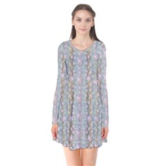 Summer Florals In The Sea Pond Decorative Long Sleeve V-neck Flare Dress by pepitasart