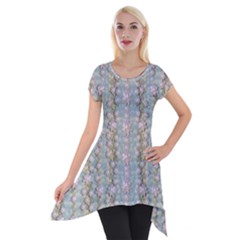 Summer Florals In The Sea Pond Decorative Short Sleeve Side Drop Tunic by pepitasart