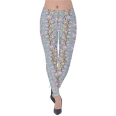 Summer Florals In The Sea Pond Decorative Velvet Leggings by pepitasart