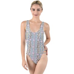 Summer Florals In The Sea Pond Decorative High Leg Strappy Swimsuit by pepitasart