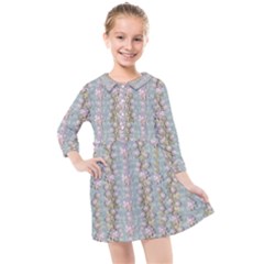 Summer Florals In The Sea Pond Decorative Kids  Quarter Sleeve Shirt Dress by pepitasart