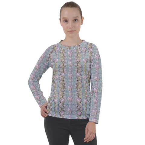 Summer Florals In The Sea Pond Decorative Women s Long Sleeve Raglan Tee by pepitasart