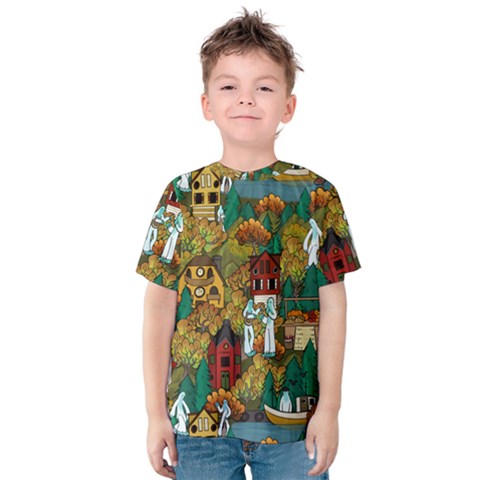 Yeti Town Kids  Cotton Tee by kitfoxart