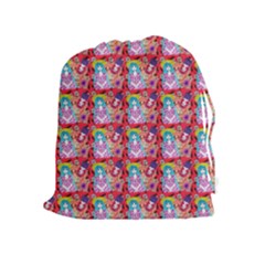 Blue Haired Girl Pattern Red Drawstring Pouch (xl) by snowwhitegirl