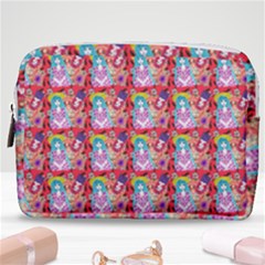 Blue Haired Girl Pattern Red Make Up Pouch (medium) by snowwhitegirl