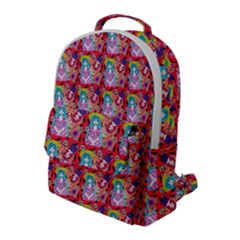 Blue Haired Girl Pattern Red Flap Pocket Backpack (large) by snowwhitegirl