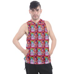 Blue Haired Girl Pattern Red Men s Sleeveless Hoodie