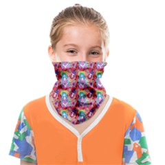 Blue Haired Girl Pattern Red Face Covering Bandana (kids)