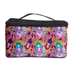 Blue Haired Girl Pattern Pink Cosmetic Storage