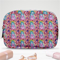 Blue Haired Girl Pattern Pink Make Up Pouch (small) by snowwhitegirl