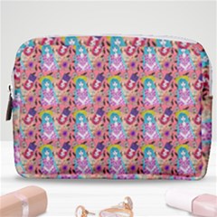 Blue Haired Girl Pattern Pink Make Up Pouch (medium) by snowwhitegirl