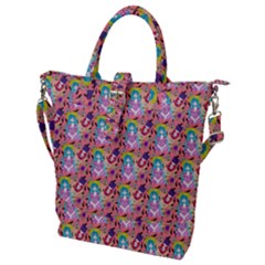 Blue Haired Girl Pattern Pink Buckle Top Tote Bag by snowwhitegirl