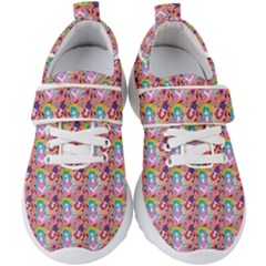 Blue Haired Girl Pattern Pink Kids  Velcro Strap Shoes by snowwhitegirl