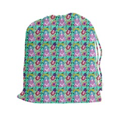 Blue Haired Girl Pattern Green Drawstring Pouch (2xl) by snowwhitegirl