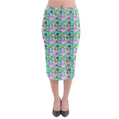 Blue Haired Girl Pattern Green Midi Pencil Skirt by snowwhitegirl