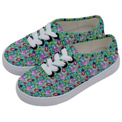 Blue Haired Girl Pattern Green Kids  Classic Low Top Sneakers by snowwhitegirl