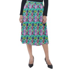 Blue Haired Girl Pattern Green Classic Velour Midi Skirt  by snowwhitegirl