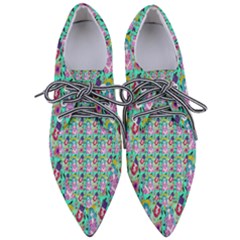 Blue Haired Girl Pattern Green Pointed Oxford Shoes by snowwhitegirl