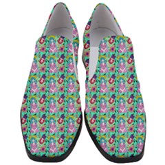 Blue Haired Girl Pattern Green Women Slip On Heel Loafers by snowwhitegirl