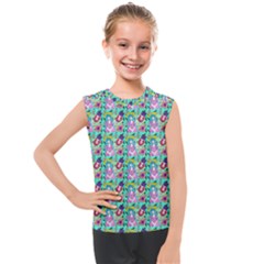 Blue Haired Girl Pattern Green Kids  Mesh Tank Top by snowwhitegirl