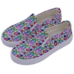 Blue Haired Girl Pattern Blue Kids  Canvas Slip Ons by snowwhitegirl