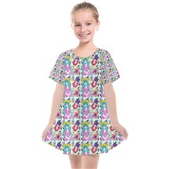 Blue Haired Girl Pattern Blue Kids  Smock Dress by snowwhitegirl