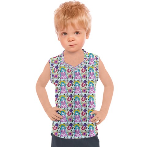 Blue Haired Girl Pattern Blue Kids  Sport Tank Top by snowwhitegirl