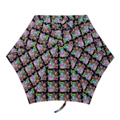 Blue Haired Girl Pattern Black Mini Folding Umbrellas by snowwhitegirl