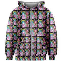 Blue Haired Girl Pattern Black Kids  Zipper Hoodie Without Drawstring by snowwhitegirl