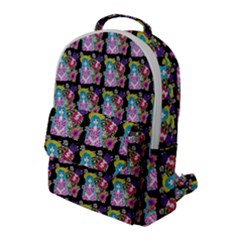 Blue Haired Girl Pattern Black Flap Pocket Backpack (large) by snowwhitegirl