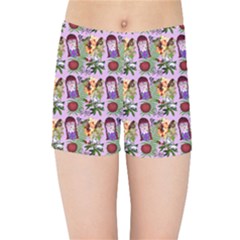 Purple Glasses Girl Pattern Lilac Kids  Sports Shorts by snowwhitegirl