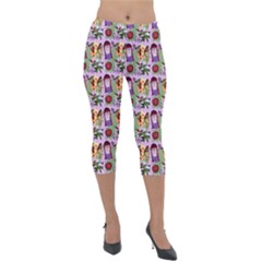 Purple Glasses Girl Pattern Lilac Lightweight Velour Capri Leggings  by snowwhitegirl