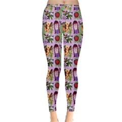 Purple Glasses Girl Pattern Lilac Inside Out Leggings by snowwhitegirl