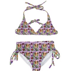 Purple Glasses Girl Pattern Lilac Kids  Classic Bikini Set by snowwhitegirl