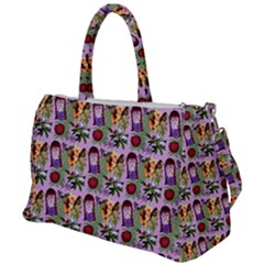 Purple Glasses Girl Pattern Lilac Duffel Travel Bag by snowwhitegirl