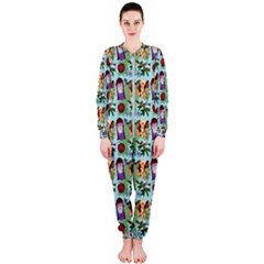 Purple Glasses Girl Pattern Blue Onepiece Jumpsuit (ladies)  by snowwhitegirl