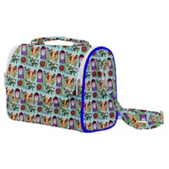 Purple Glasses Girl Pattern Blue Satchel Shoulder Bag by snowwhitegirl