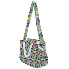 Purple Glasses Girl Pattern Blue Rope Handles Shoulder Strap Bag by snowwhitegirl