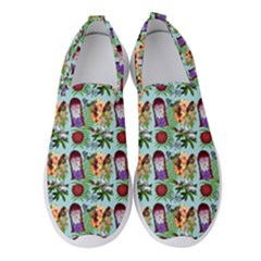 Purple Glasses Girl Pattern Blue Women s Slip On Sneakers by snowwhitegirl