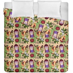 Purple Glasses Girl Pattern Peach Duvet Cover Double Side (king Size) by snowwhitegirl