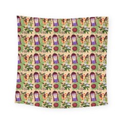 Purple Glasses Girl Pattern Peach Square Tapestry (small) by snowwhitegirl